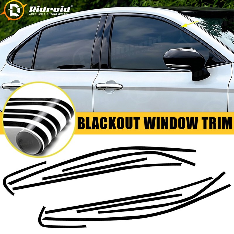 Chrome Delete Blackout Overlay for 2018-24 Toyota Camry Window Trim Glossy Black gallery