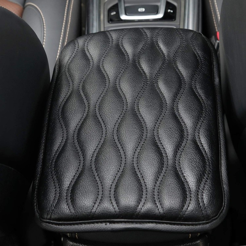 Black Car Center Console Pad Leather Arm Rest Box Cover Protector Cushion Pad US gallery
