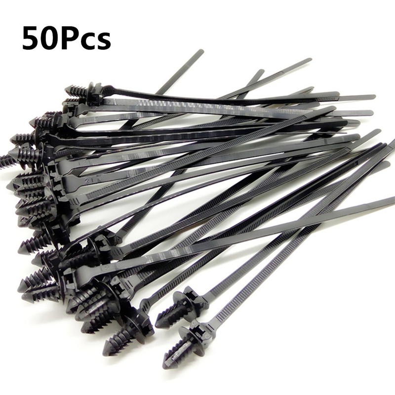 Nylon Car Line Cable-Ties Zip Wrap Push Rivet Clips Wire Loom Harness Fastener