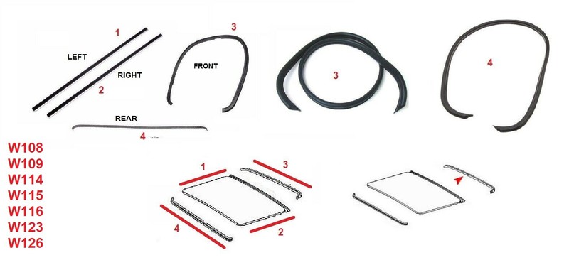 SUNROOF SEAL REPAIR KIT FITS MERCEDES W108 W109 W114 W115 W116 W123 W126