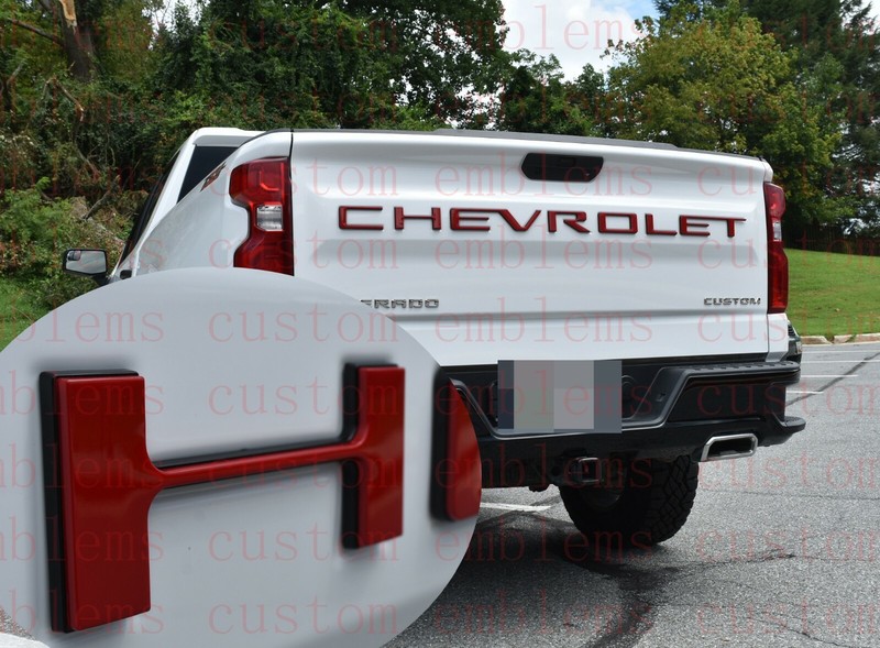 Double Layer Tailgate Insert Letters fits 2019-2020 Silverado Red Black