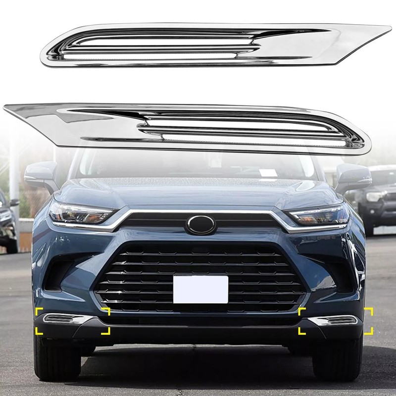 ABS Chrome Front Fog Light Cover Trim For Toyota Grand Highlander 2023-2025