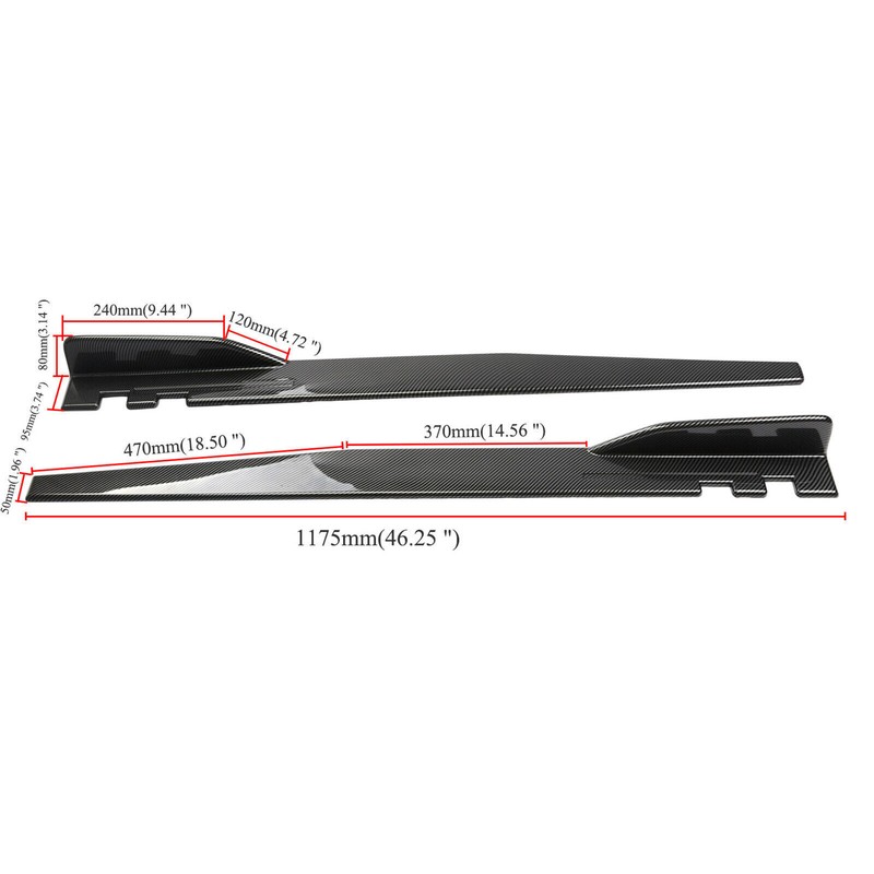 46" Carbon Fiber Car Universal Side Skirt Extension Splitter Diffuser Panel Lip gallery