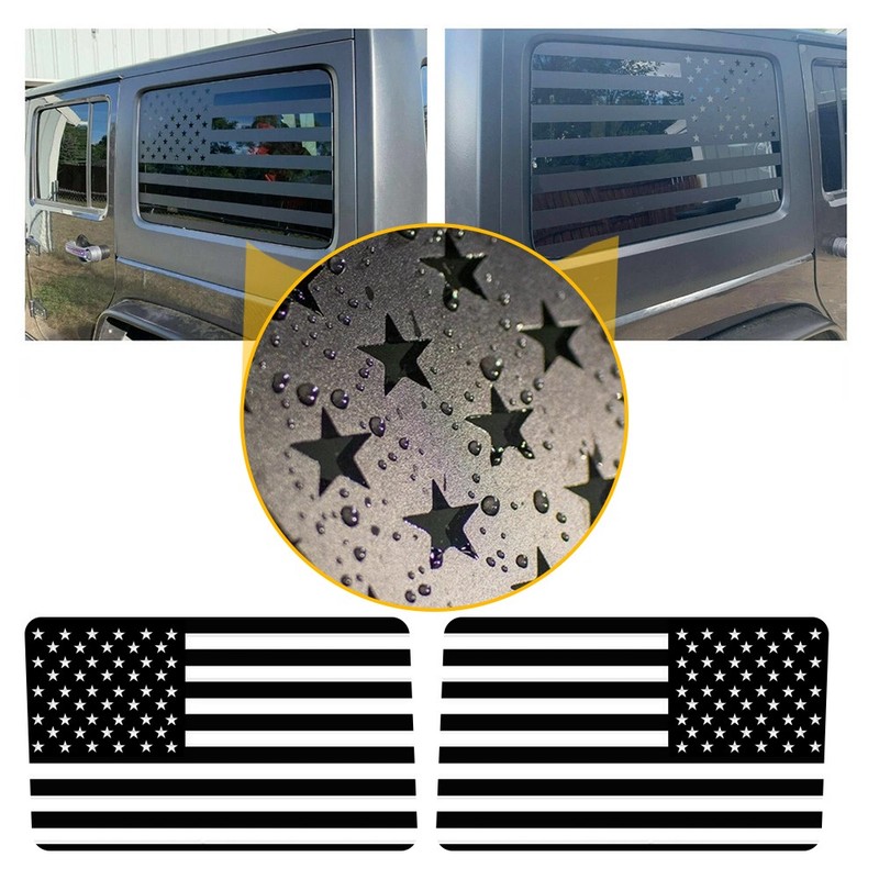 Car US Flag Rear Window Decal Vinyl Stickers Decor For Jeep Wrangler JK 2011-18 gallery