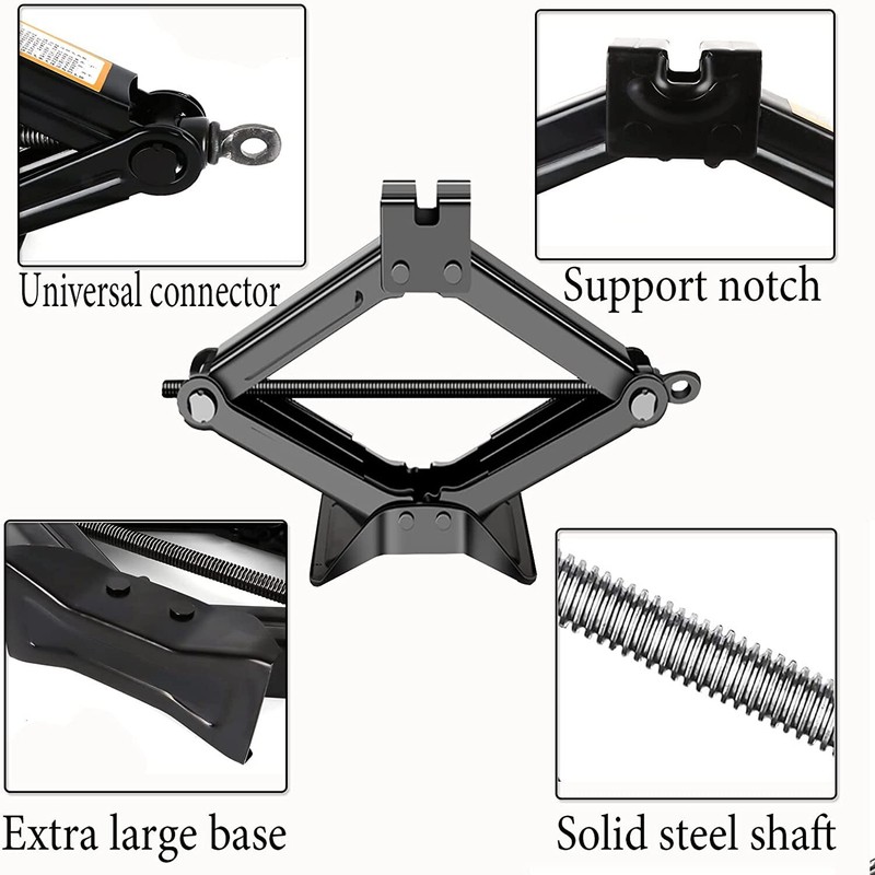 Scissor Jack 2 Ton w Handle+Spare Tire Repair Kit Extendable Lug Wrench Garage gallery