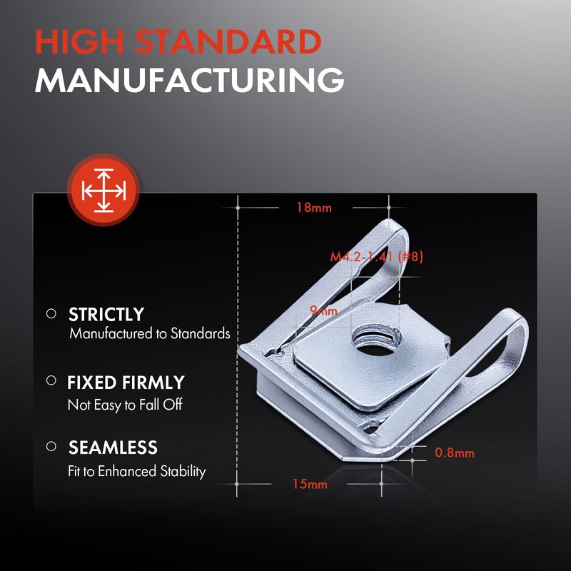 50Pcs Silver Zinc Retainer Clips Metric U-Nut for BMW 1 3 6 Series M3 M4 M6 9mm gallery