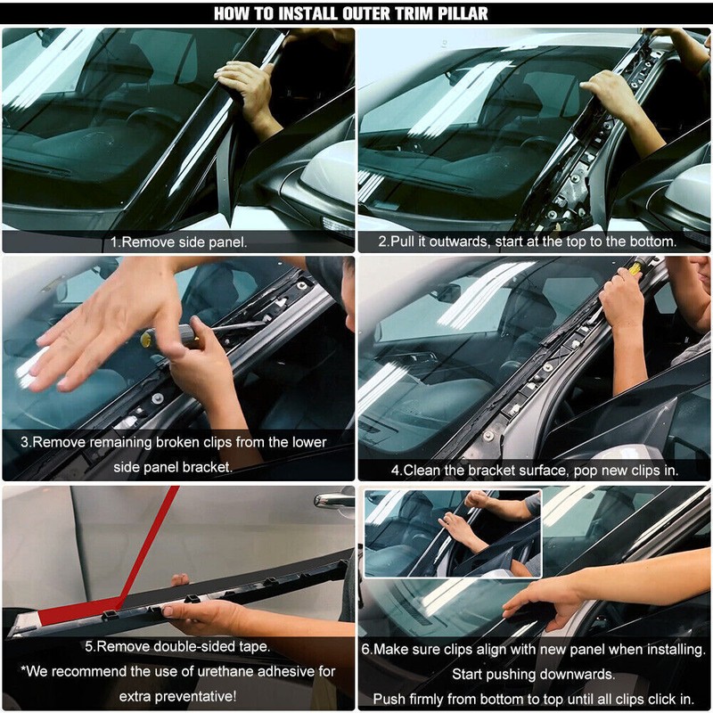 4PCS For 11-19 Ford Explorer Left Right Side Windshield A-Pillar Molding Trim gallery