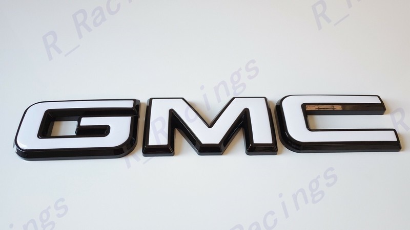 Front Rear GMC Black White Emblem Overlay 2019-2023 GMC Sierra 1500 2500HD 3500H gallery