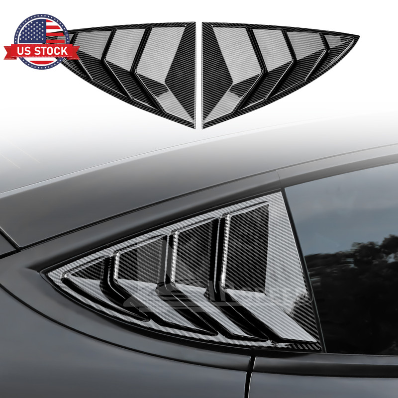 Carbon Print Car Rear Triangular Window Shutter Cover For Tesla Model 3 17-2024