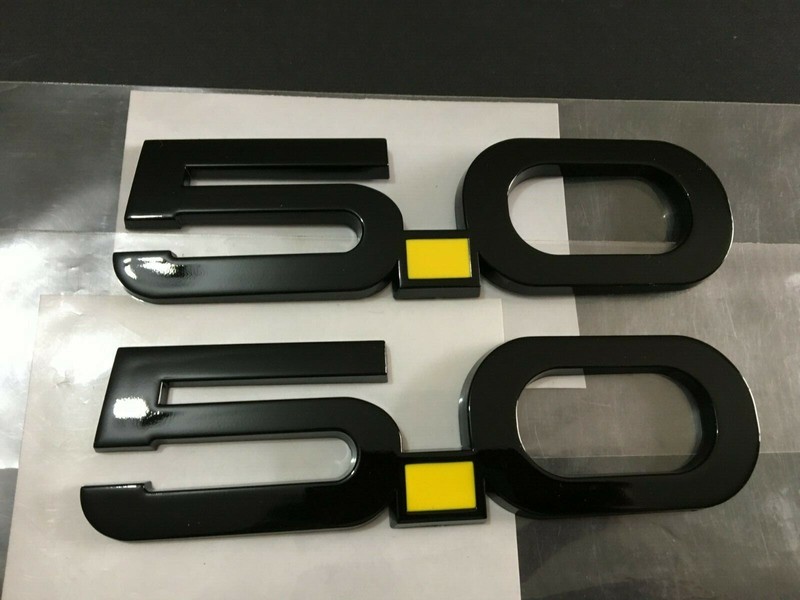 2015-2022NEW GLOSS BLACK & YELLOW 5.0 FENDER BADGE EMBLEM – 2 PCS