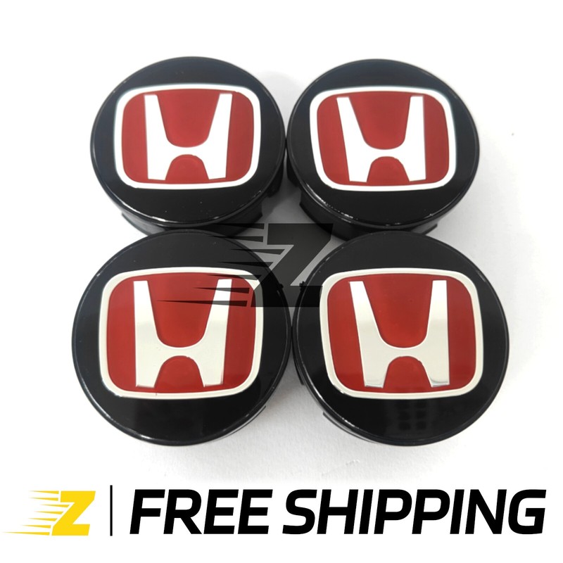 C1 Red H 58mm 2 1/4 Wheel Center Cap for HONDA CIVIC FIT Set of 4 JDM Hubs Cover