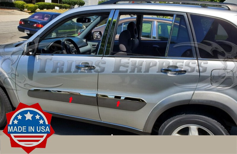 fits:2001-2005 Toyota RAV4 Flat Body Side Molding Trim top thin 1″ wide 4Pc