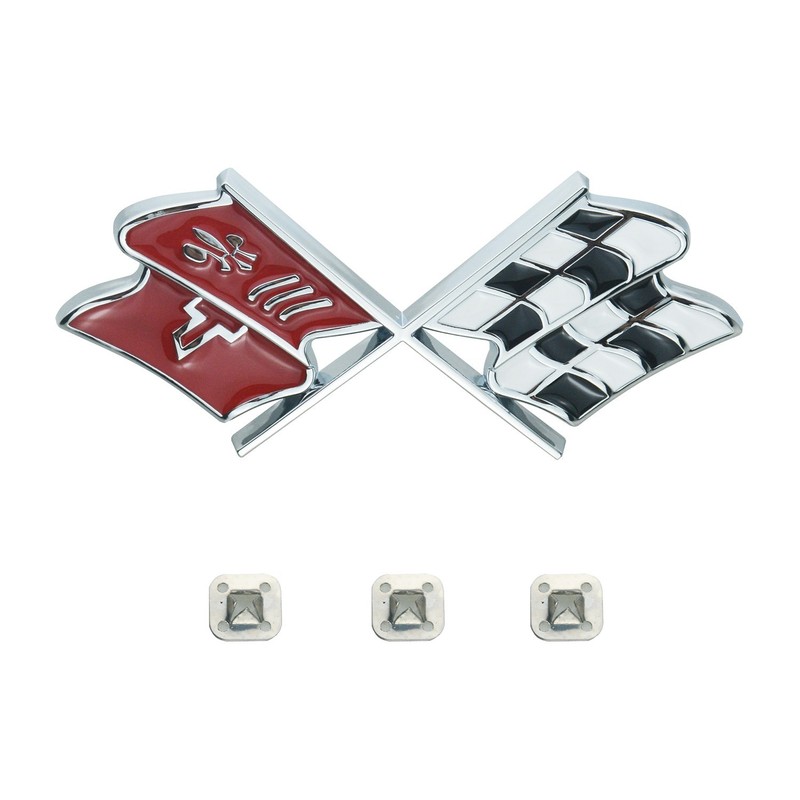 For 1968 -1972 C3 Front Nose Hood Emblem Cross Crossed Flags Badge One Pc gallery