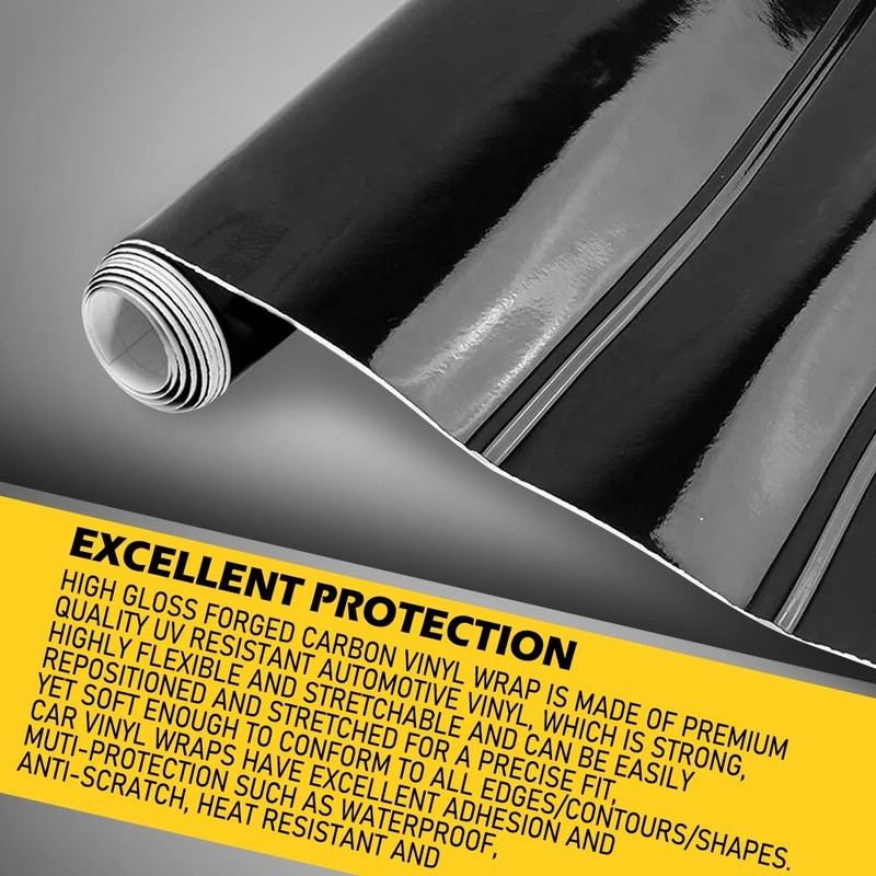 Gloss Black Car Vinyl Wrap Sticker Film Decal Bubble Free 30cm Easy to install gallery