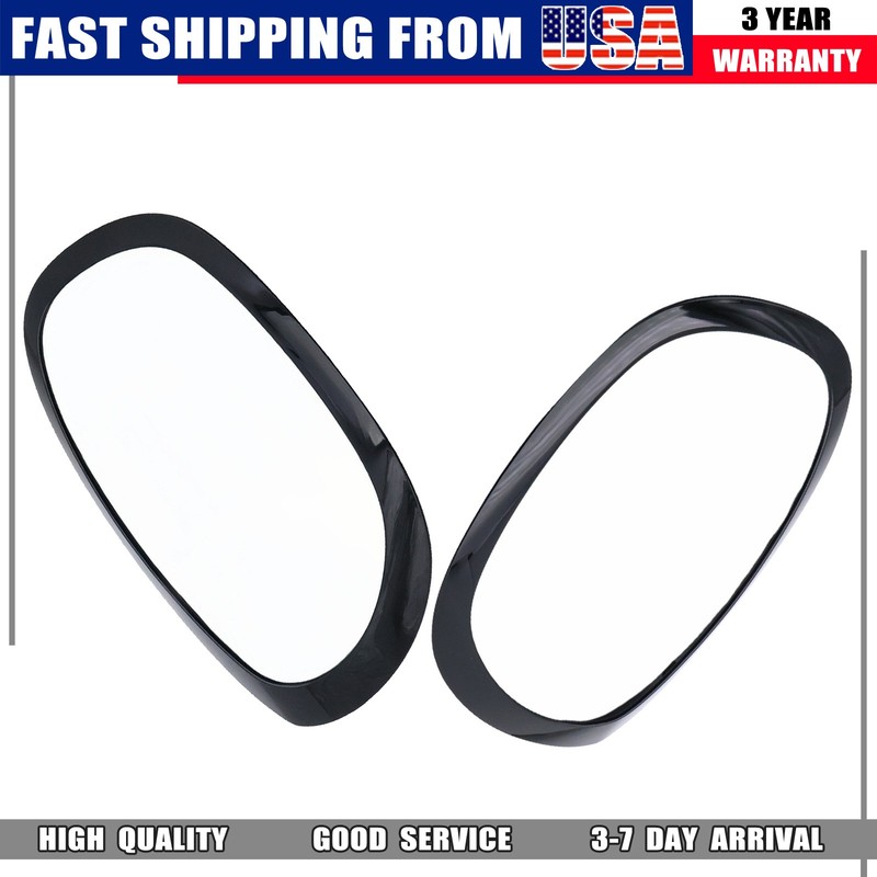 Black For 17-23 Mini Cooper Countryman Chrome Headlight Ring Bezel Cover Trim x2