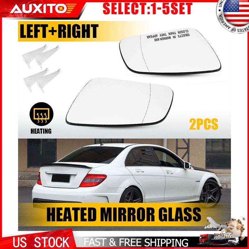 Heated Mirror Glass For Mercedes-Benz C350 2008-2011 LH RH Side RearView 2-10X