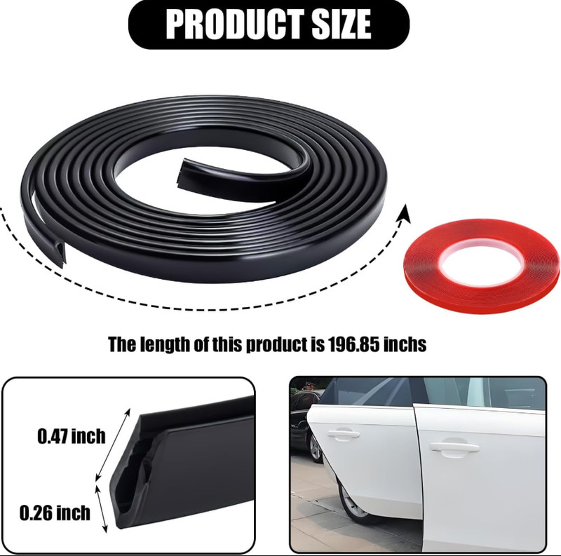 16.4ft (5m) Car Door Edge Guards Black – U-Shaped, Rubber Seal, Free Shipping gallery