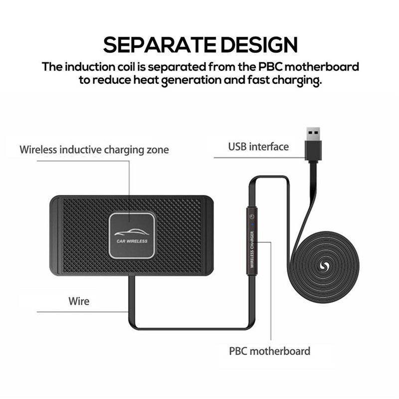 Wireless Phone Fast Charger Dashboard Mat Holder Stand Charging Car Accessories gallery