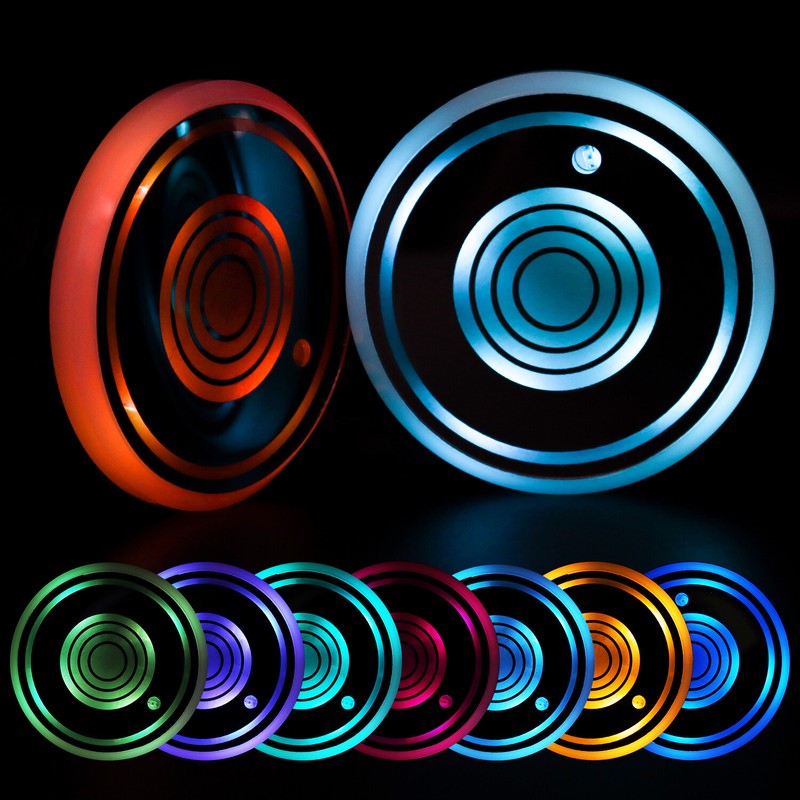 2Pcs Car Cup Holder Lights - 7-Color LED Interior Decoration Light Pads for Cars gallery