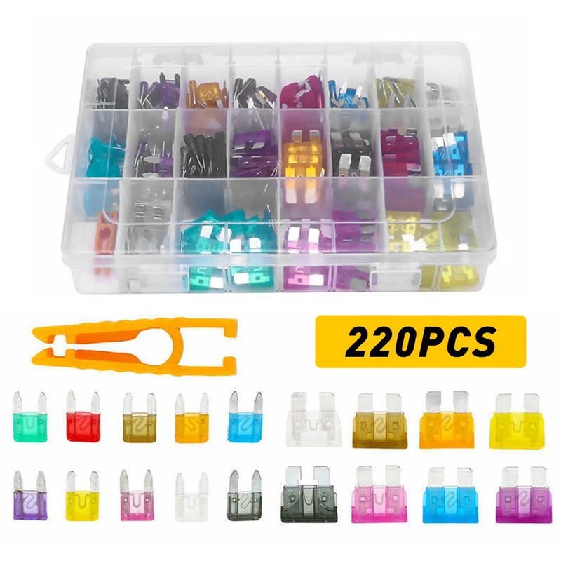 220Pcs Auto Truck Automotive Car Blade Fuse Assortment Assorted Kit Blade Set US