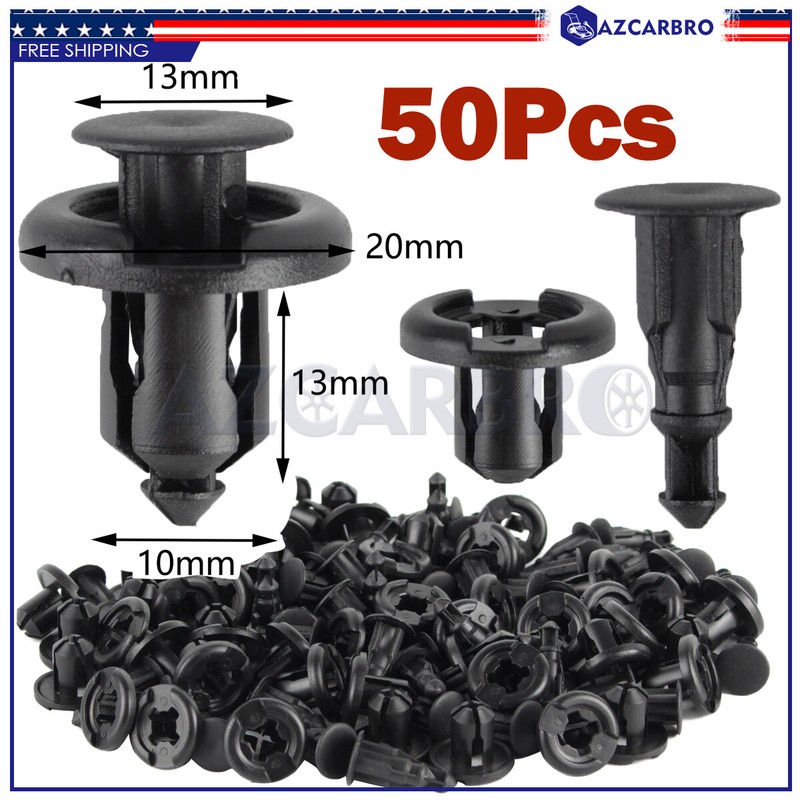 50pcs Trunk Screw Rivets Set Car Bumper Fender For Auto Plastic Fastener Clips