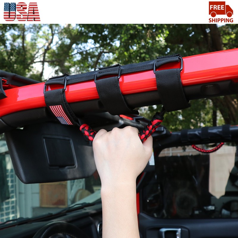4x Red Roll Grab Handle Off Road Accessories For Jeep Wrangler TJ JK JL 1997+ US gallery