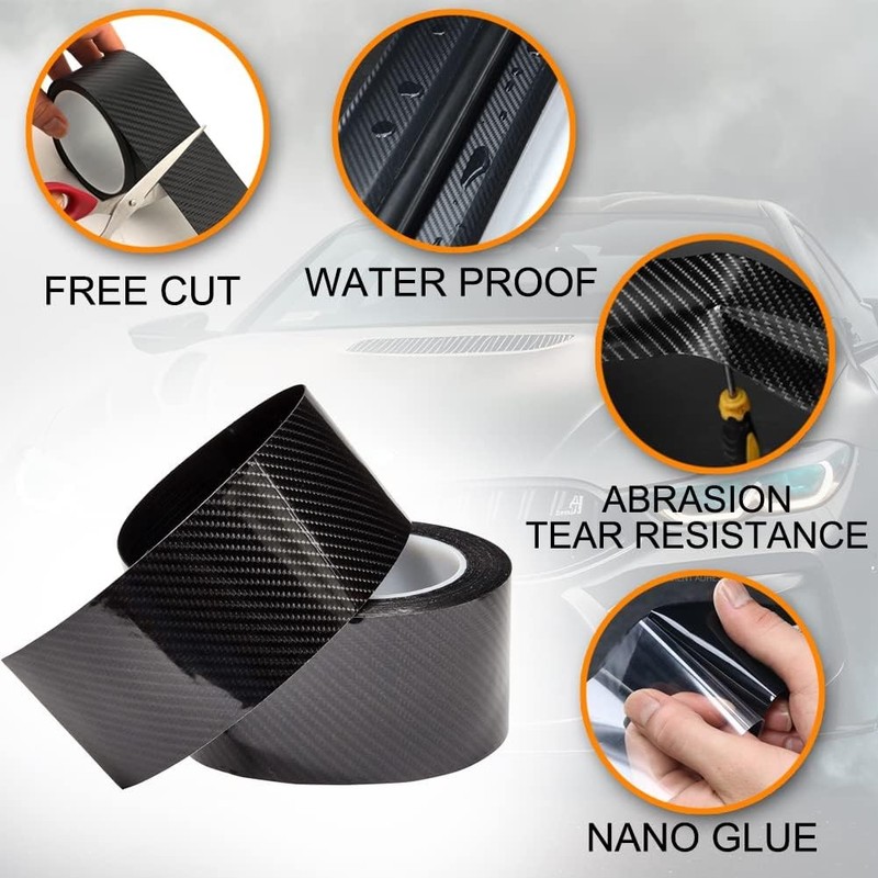 Carbon Fiber Vinyl Car Door Sill Scuff Cover Plate Sticker For Dodge Accessories gallery
