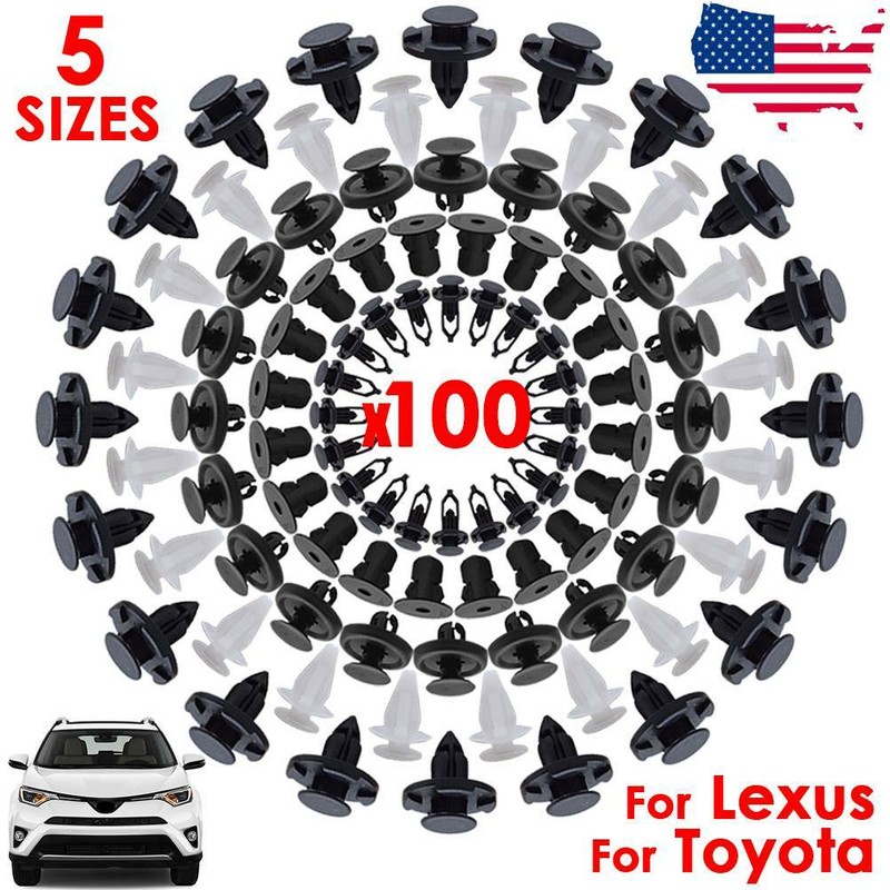 100x Car Body Trim Moulding Clips Undertray Splash Shield Rivet For Toyota Lexus