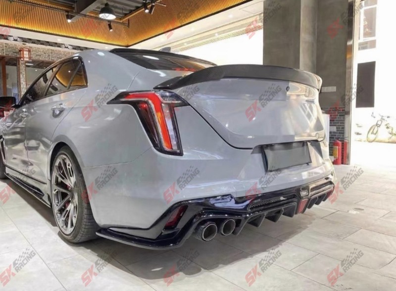 Unpainted/Glossy Black FRP/Carbon Fiber Rear Spoiler Wing For Cadillac CT4 20-26 gallery