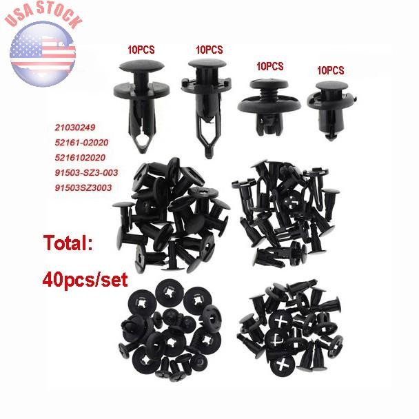 40pcs/4 types Car Push Retainer Pin Body Bumper Rivet Trim Moulding Clips &^%