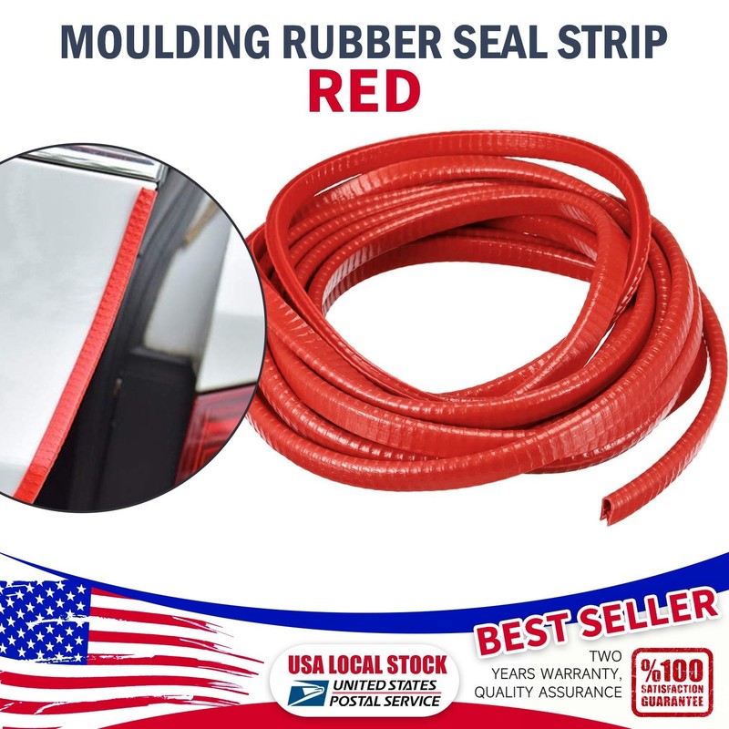 PVC Rubber Seal Strip for Sheet Metal Car Doors, Hatches, Table Corners Red