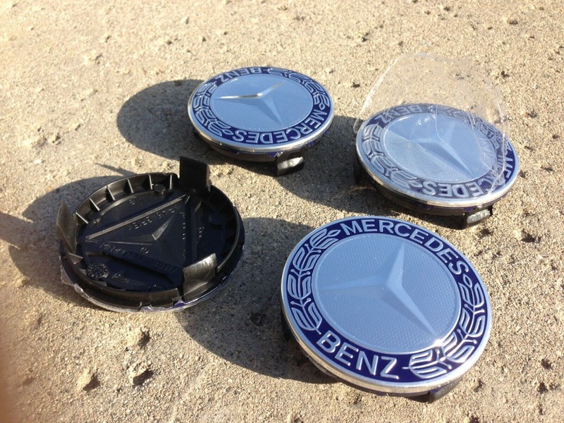 Set of 4 For Mercedes Center Caps Dark Blue 2.95 Inch/75mm Fits Most Models