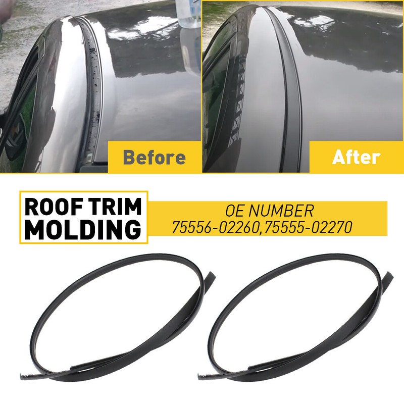 Black Roof Top Trim Molding Rubber For 2014 2015 2016 2017 Toyota Corolla Sedan