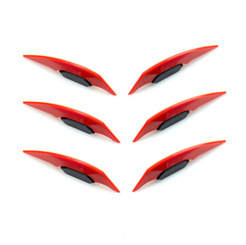 6x Red Fairing Winglet Side Spoiler Air Deflector Wing Sticker for Motorcycle