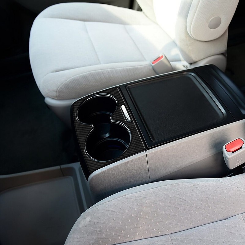 1pcs Carbon Fiber Cup Holder Cover Trim For Toyota Sienna 2015-20 gallery