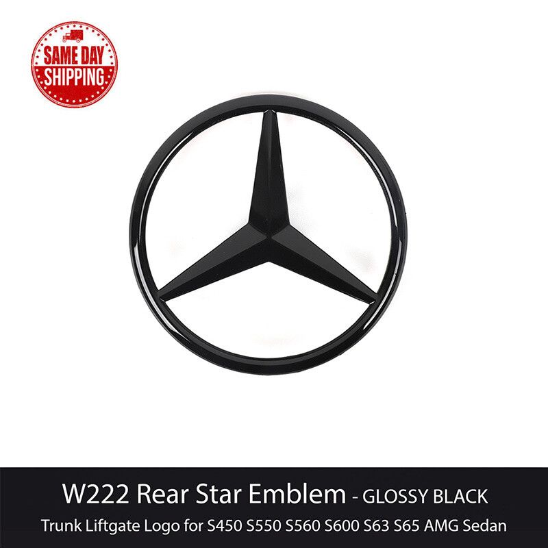 FOR MB W222 S Gloss Black Star Trunk Emblem AMG S63 S65 S550 Rear Badge