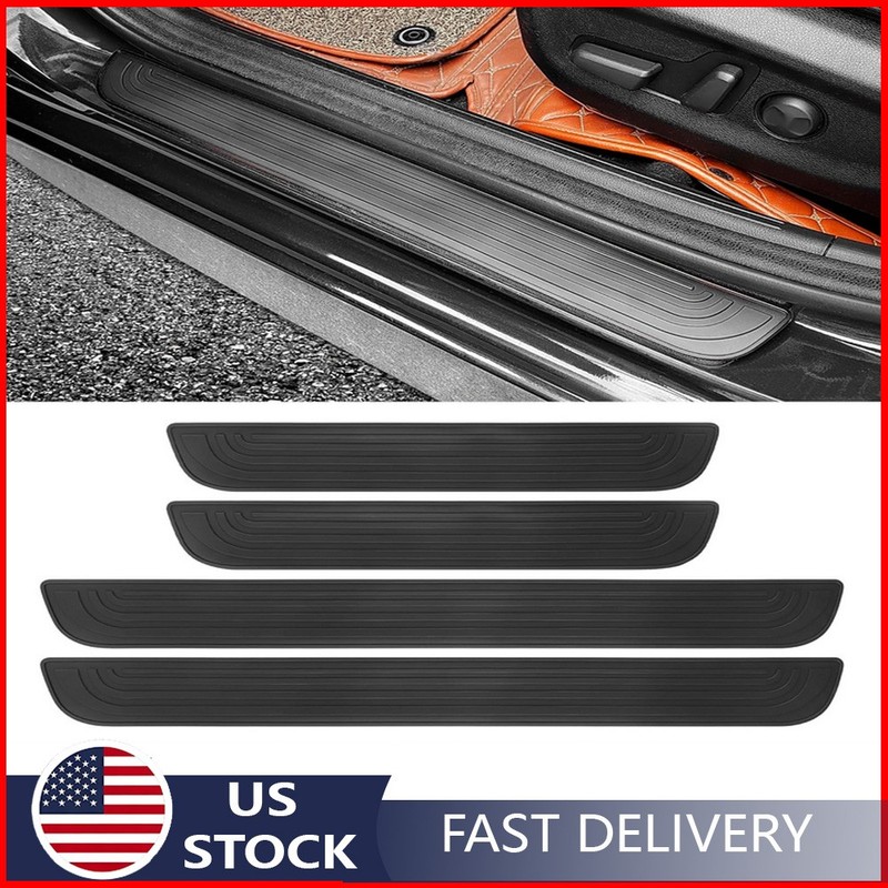 4X Front&Rear Black PVC Rubber Car Door Sill Cover Panel Step Protector For BMW