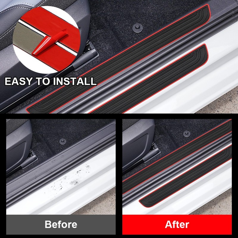 4x Soft Rubber For Volkswagen Car Sedan Door Scuff Sill Cover Panel Protector gallery