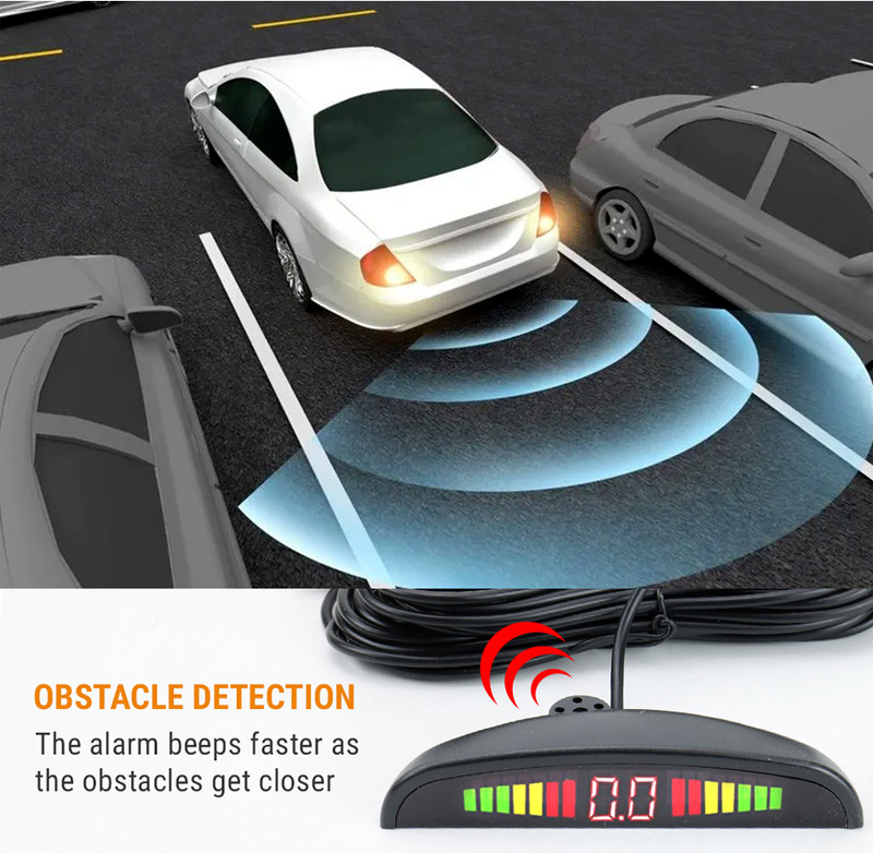 US Parking 4 Sensors Car Reverse Backup Rear Buzzer Radar System Kit Sound Alarm gallery