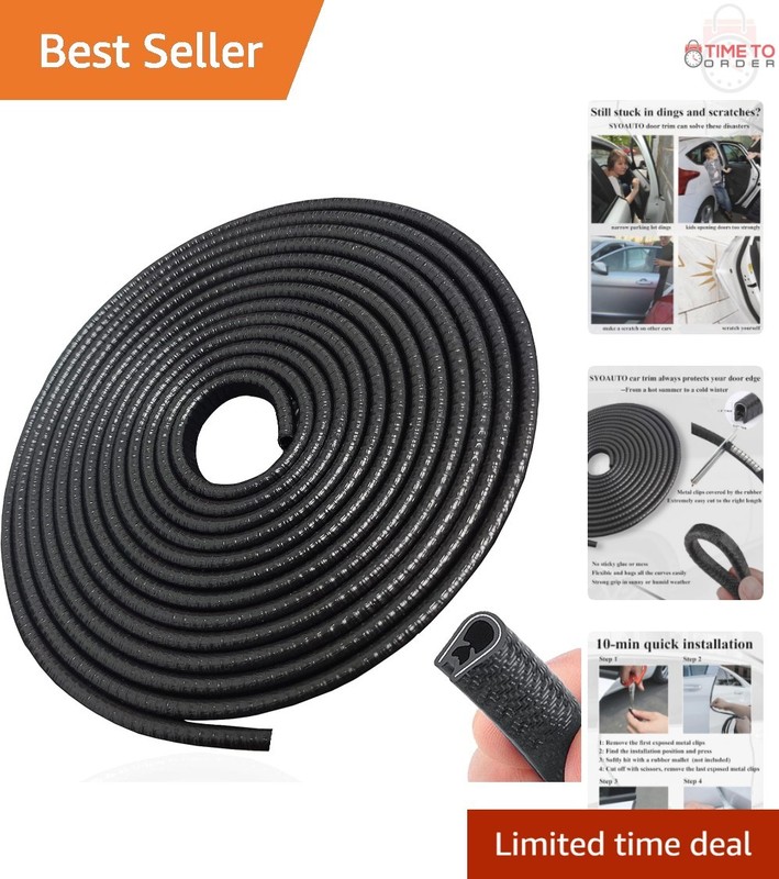 Car Door Edge Guard Rubber U Shape Protectors No Adhesive Easy Fit Black 32ft