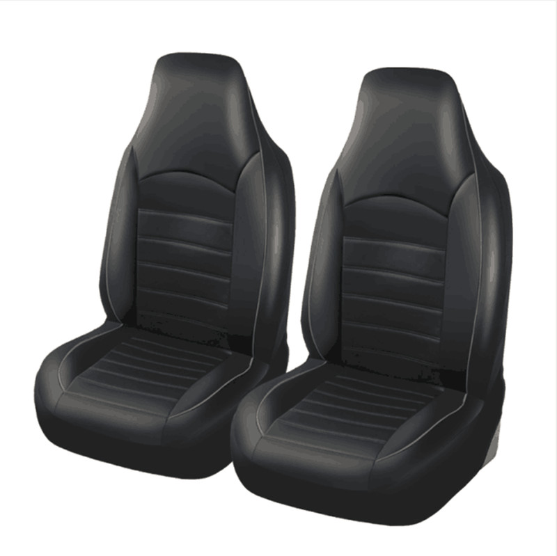 PU Leather Car Seat Covers Protector Cushion Black/Gray Front Cover Universal x2