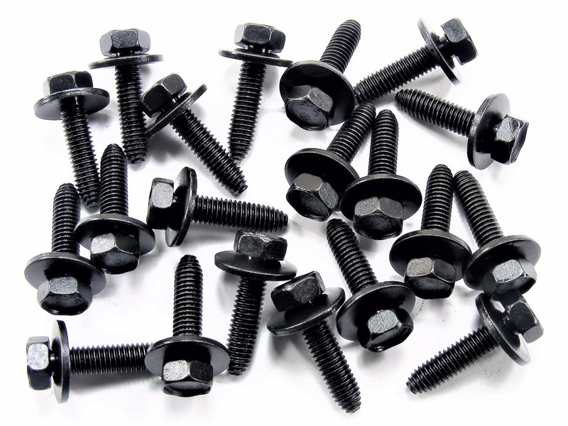 Ford Truck Body Bolts- M6-1.0 x 25mm Long- 10mm Hex- 17mm Washer- 20 bolts- #161