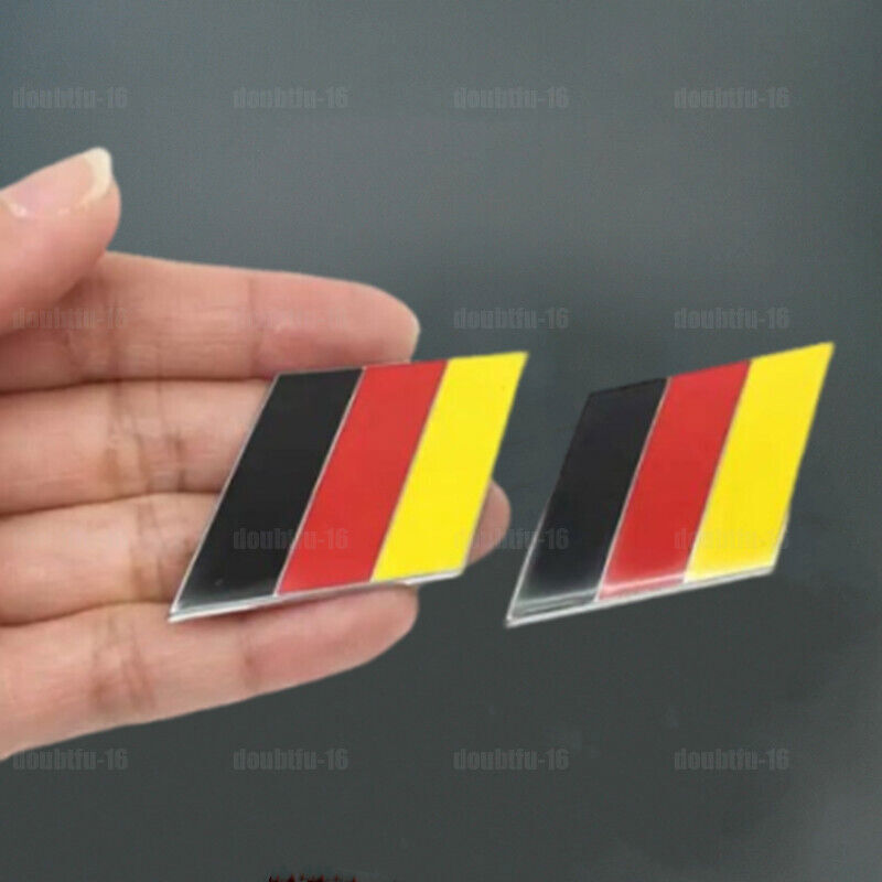 2X Germany Flag Sticker Side Fender Emblem Metal Badge for German Car Motorcycle