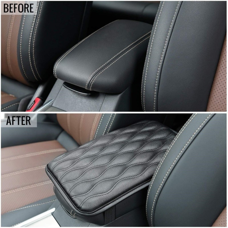 Black Car Center Console Pad Leather Arm Rest Box Cover Protector Cushion Pad US gallery