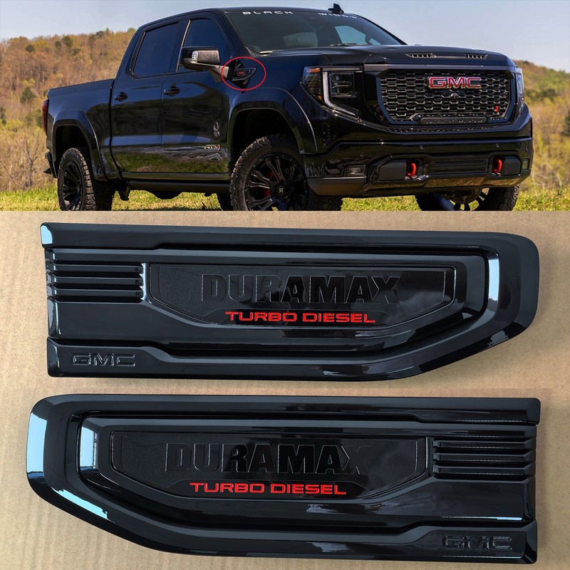OEM 2019+ GMC Duramax Diesel Vent Emblem for Sierra 1500 Black Red 86532091