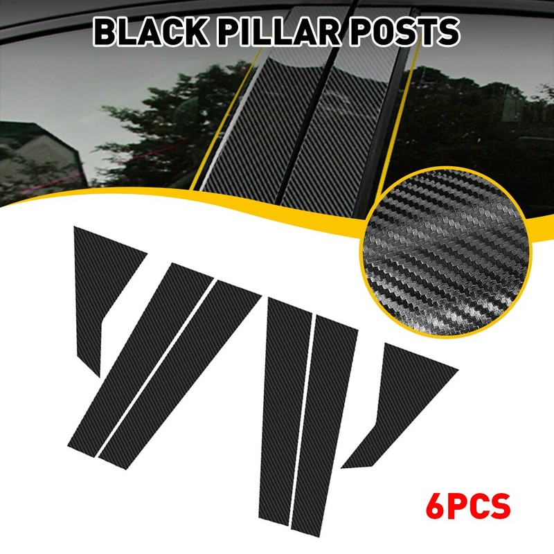 6PCS Post Pillar Door Trim Accessories for Civic Sedan Carbon Honda 16-21 Fiber