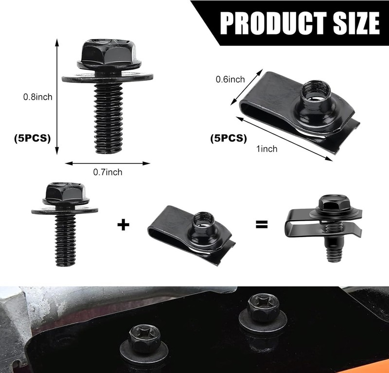 10-Piece Bolt & U-Nut Clip Kit for Secure Automotive Fastening - Easy to Install gallery