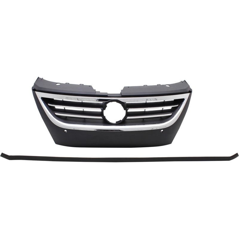 Grille For 2009-2012 Volkswagen CC 09-10 PassatCC Black Shell/Insert Sensor Hole