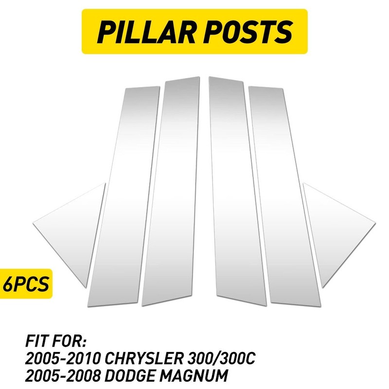 Pillar Posts Door Window Trim Cover Chrome For 2005-2010 Chrysler 300C 300 Dodge