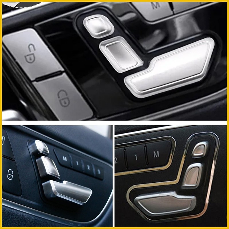 Chrome Door seat Adjust Button Switch Cover Trim for E Mercedes-Benz Class 2set gallery